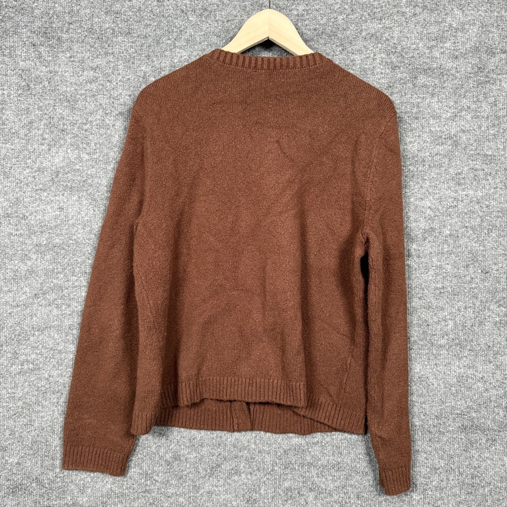 Talbots Size Large Cardigan Sweater Burnt Orange Buttons Cotton Wool Nylon Blend - Picture 2 of 8